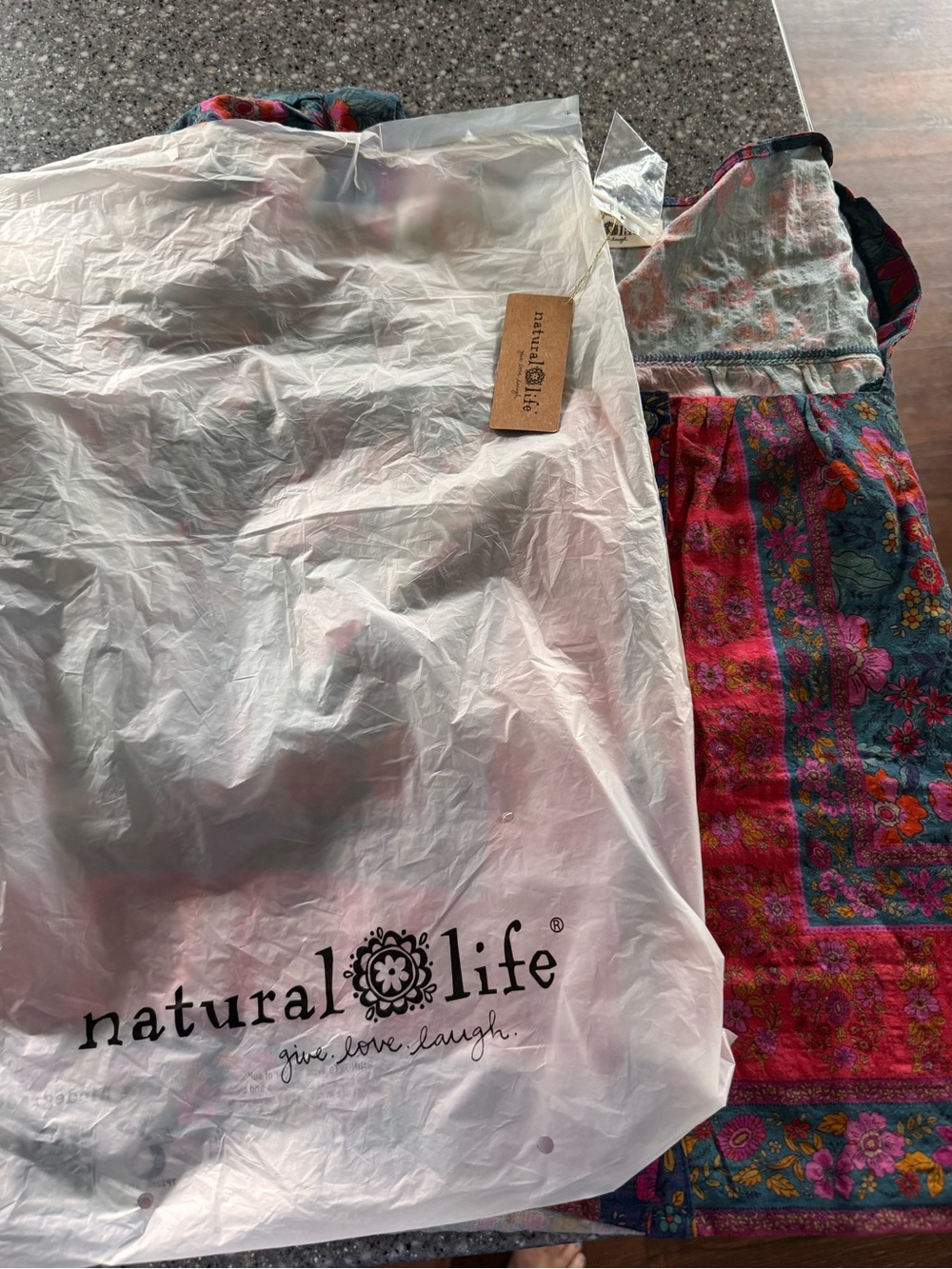 NATURAL LIFE Teal and Pink Floral Button-Front Boho Top - Picture 3 of 5